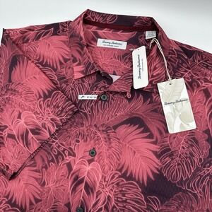 Tommy Bahama Shirt Mens L Bahama Coast Luminescent Maroon Berry Wicking New